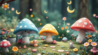 Kawaii Mushroom Wallpaper