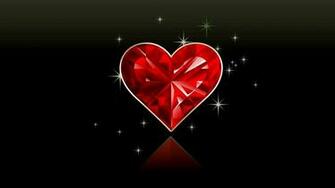 Red Crystal Heart In Black Background HD Wallpaper