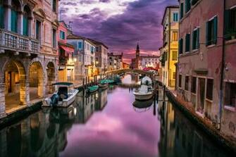 Boats Buildings Canal City Clouds Reflection River Sky Venice