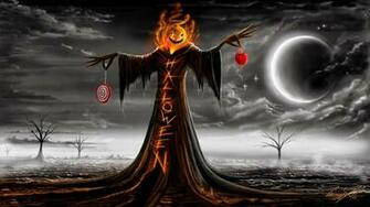 Halloween Scarecrome Pumpkin Head Moon Night HD Wallpaper 16a