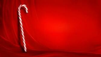 Christmas Red Background With Candy Cane