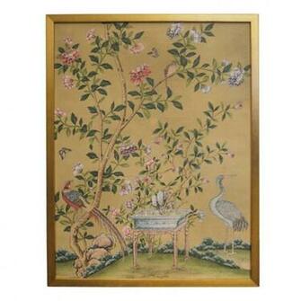Framed Handpainted Chinese Wallpaper At 1stdibs