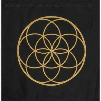 Cotton Rug Pentacle Seed Life Color Gold On Black Background