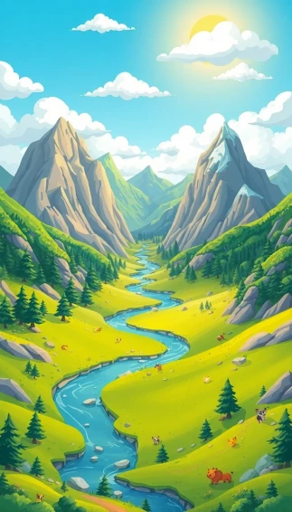 Cartoon Mountains Wallpaper