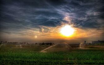 Water Irrigation System In The Field Widescreen Wallpaper Wide