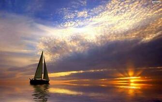 Boat And Sunset Wallpaper