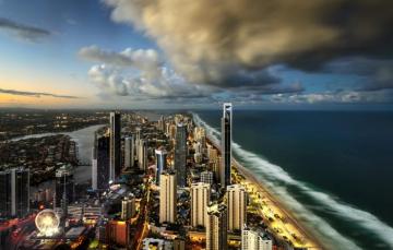 Wallpaper The City Ocean Skyscrapers Australia Surfers