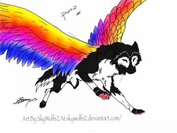 Flying Rainbow Wolf By Chibi Cola Skywolf62