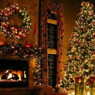 Christmas Tree Ornaments Fireplace iPad Pro Retina