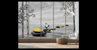 3d Bamboo Crane Bird Stone Wall Mural Wallpaper C119 Premium Non