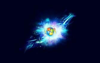 Windows7 HD Black Wallpaper Abstrack Blue Jpg