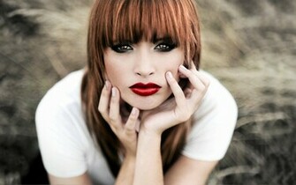 Beautiful Redhead With Hot Red Lips Wallpaper