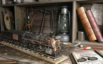 Model Train Toy Railroad Minature Trains Tracks Desktop Background