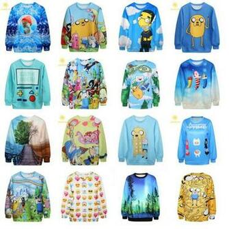 New Fashion Spring Hoodie 3d Print Blue Romantic Cute Japan Comic