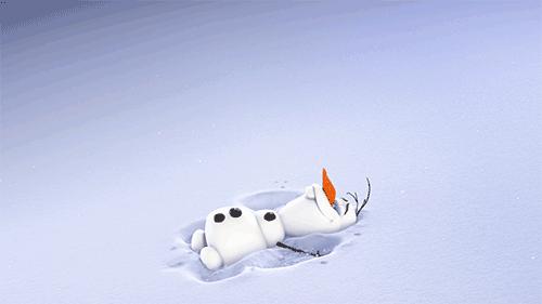 Olaf The Snowman Makes Snow Angels In During Film Frozen