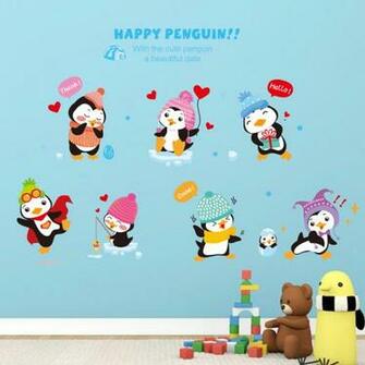 Happy Penguin Wall Art Decal Sticker With The Cute A