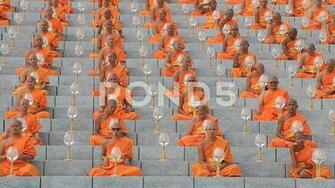 Monks In Ceremony Magha Puja Day Wat Phra Dhammakaya Bangkok