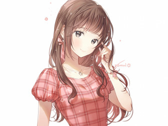Wallpaper Cute Brunette Anime Girl Long Hair
