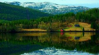 Lake Houses Reflection HD Wallpaper