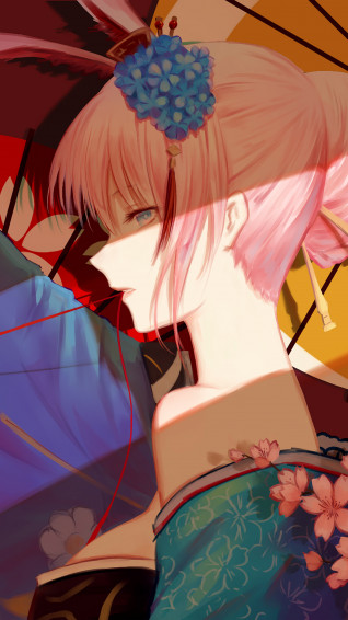 Anime Girl Kimono Katana Pink Hair Yae Sakura Honkai