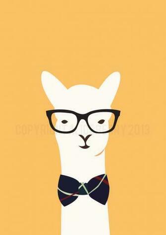 Hipster Llama A3 Print Felt
