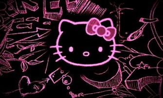 Hello Kitty Black Background Desktop Wallpaper Important