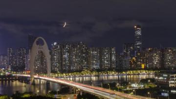 Wallpaper Liede Bridge Guangzhou Skyscrapers Lights River