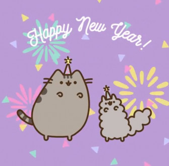 Happy New Year Pusheen Cat Sticker Album Gif