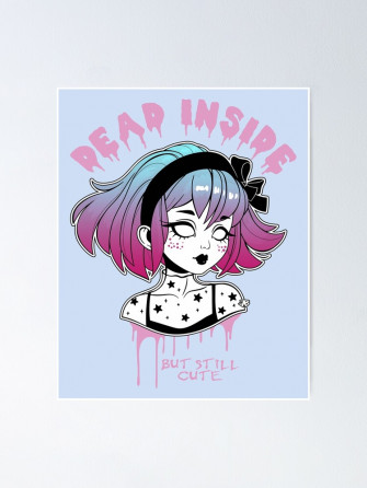Dead Inside Pastel Goth Creepy Cute Girl Light Blue Background