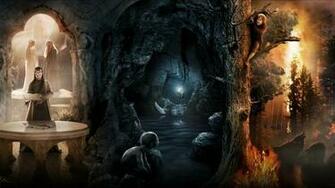 HD Wallpaper Gollum B Ume Wald Gandalf Feuer Elfen Collage