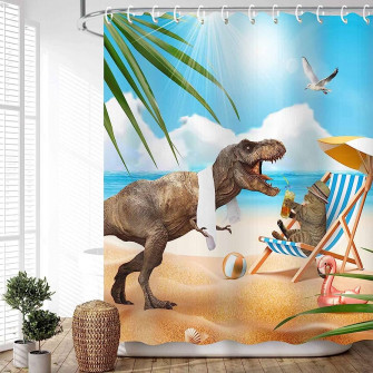 Amazon Dajuzi 3d Summer Beach Dinosaur Shower Curtains For