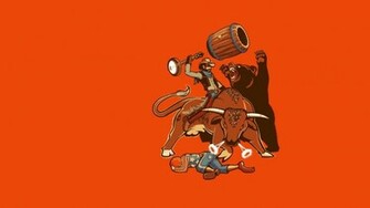 Minimalistic Funny Bears Rodeo Cowboy Wallpaper