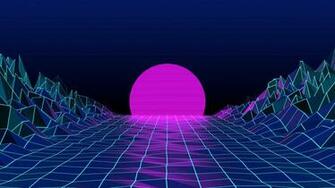 Retrowave Neon Digital Art Retro Style Sky Sun 80s