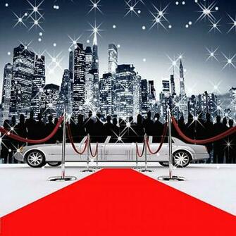 Red Carpet Limousine Bustling City Model Photo Backdrop Vinyl