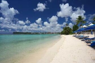 Beach Of Gulf Tumon Sandy Seawater Umbrella Emerald