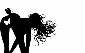 Wallpaper Butterfly Silhouette Hair Female Graphic