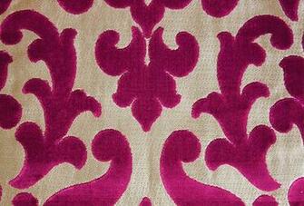Concetti Velvet Contemporary Cut Damask Design In Cerise Woven