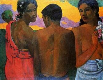 Three Tahitians Paul Gauguin Wikiart Org