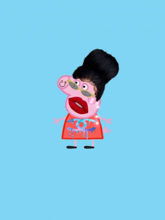 A Cartoon Character With Pink Dress And Black Hat