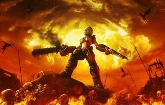 Wallpaper Weapons Fire Warrior Demons From The Mars Evil
