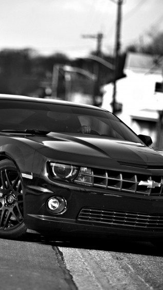 Chevrolet Camaro Front Black White 4k Ultra HD Mobile Wallpaper