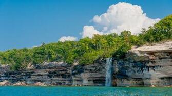 Lakeshore Alger County Michigan Landscape Lake Waterfall Wallpaper