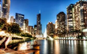 Wallpaper Chicago Illinois Night Desktop