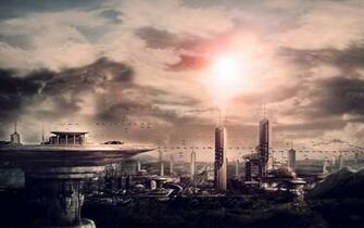 Futuristic Science Fiction Artwork Modern Wallpaper Background