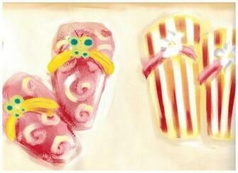Beige Kids Flip Flops Wallpaper Border Clearance Interiorplace