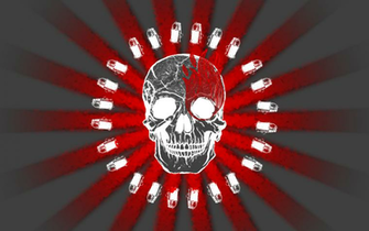 Red Wallpaper Skulls Ammunition Rising Sun Flame