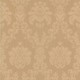 Tan Traditional Damask Faux Linen Wallpaper