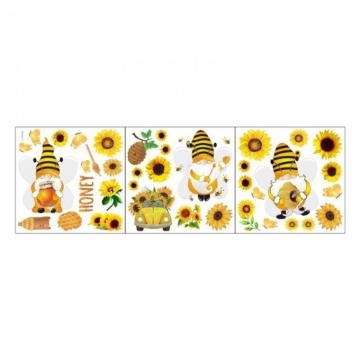Zuarfy Spring Sunflower Bee Gnome Stickers Window Decals Diy