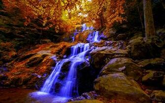 Waterfalls Autumn Falls Dark Hollow River Stream Virginia Usa