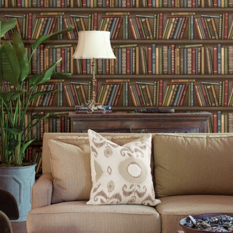 Wall Decor Decals Burgundy Antique Books Wallpaper